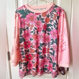 Women’s Pink Orange Floral Tunic Top Size Medium/Large